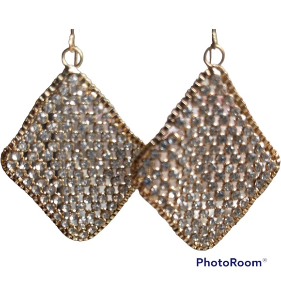 Rhinestone Mesh drop earrings.  Perfect for the holidays or evenings out. - Picture 2 of 3
